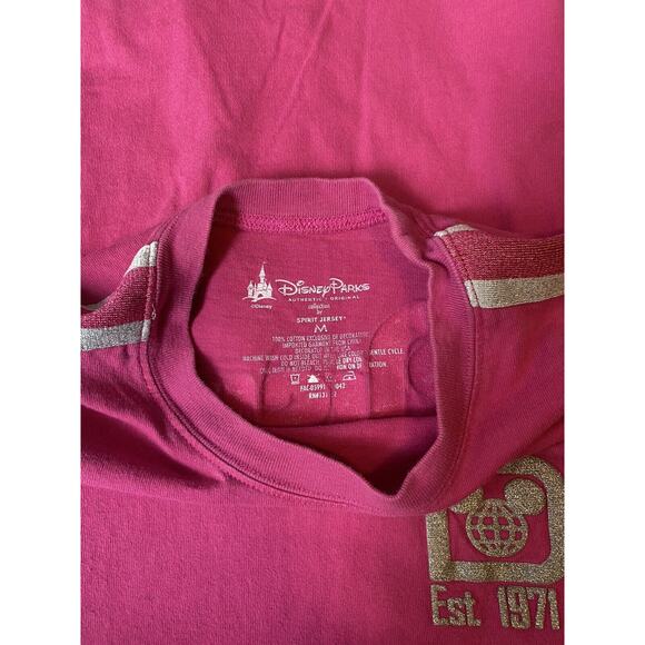 Walt Disney World Spirit Jersey Long Sleeve Shirt Hot Pink Silver Glitter Medium - Picture 7 of 8
